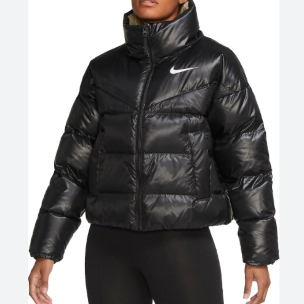 Nike Sportswear Down-Fill Puffer Jacket CU5813-010 Black Women's Wayne State U